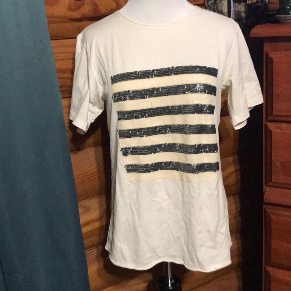 J. Crew striped sequin tee